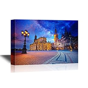 Canvas Wall Art - Dresden Image of Dresden, Germany During Twilight Blue Hour - Gallery Wrap Modern Home Art | Ready to Hang - 12x18 inches