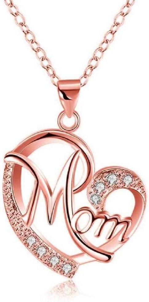 Mother's Day Gift to Mom Mum Women Heart Sharp Necklace from Daughter or Son,14 K Plated Zircon Birthstone Mom I Love You Pendant Necklace