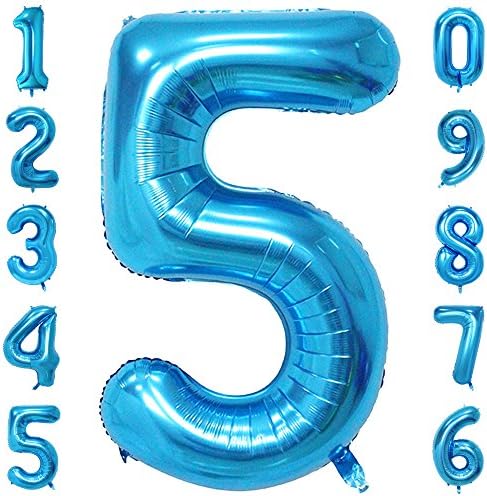 1973 OI 40 Inch Giant Number Balloons Blue Mylar Foil Large Number 5 Big Helium Balloon Birthday Party Decoration