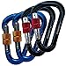 CARAPEAK 25kN Screwgate Locking Pear Shaped Climbing 4 Pack Set HMS Carabiner, Aluminum Rock Climbing Clip for Rappelling, Belaying Black Blue