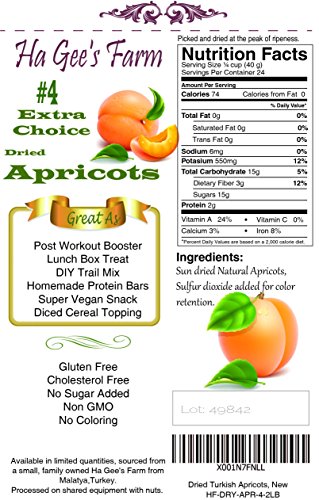 No.4 Extra Choice Dried Apricots, Turkish Apricots, SIZE #4 (5 LB)