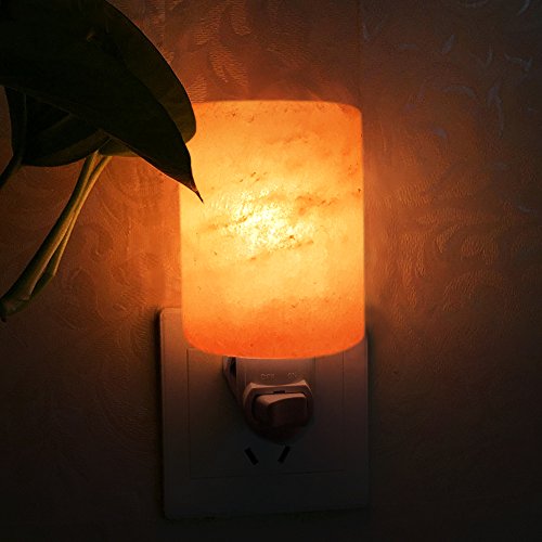 Betus Natural Crystal Himalayan Salt Wall Lamp - Air Purifying Night Light - 360 Rotatable Plug 7W Bulb - Cylindrical