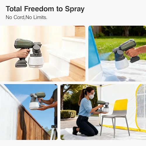Tilswall Cordless Paint Sprayer Shark700, Fits Dewalt 20V (No Battery) | Brushless Motor, 3 Spray Patterns, 1300ml Capacity, Easy Side-Fill, Easy to Clean, For House Painting, Furniture, Outdoor