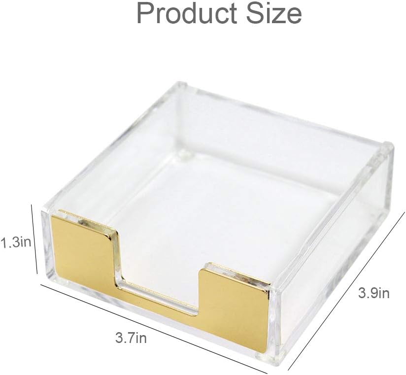MultiBey Sticky Notes Memo Pad Holder Dispenser Rose Gold with Clear Desk Supplies Organizer Accessories for Office Home Schools (Gold) : Office Products