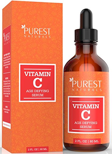 Purest Naturals Enhanced Vitamin C Serum + Hyaluronic Acid For Face - Double Size 2 Oz - Best Skin Brightening & Anti Aging Formula - Fades Age Spots, Fine Lines & Sun Damage - Organic 20% Vitamin C