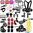 Deyard 52 en 1 Kit de Accesorios para GoPro Hero 8 Black, Funda Impermeable con 3 Filtros, Funda de Goma para Cuerpo/Cabeza/Correa de Muñeca/Clip de mochilas para el coche