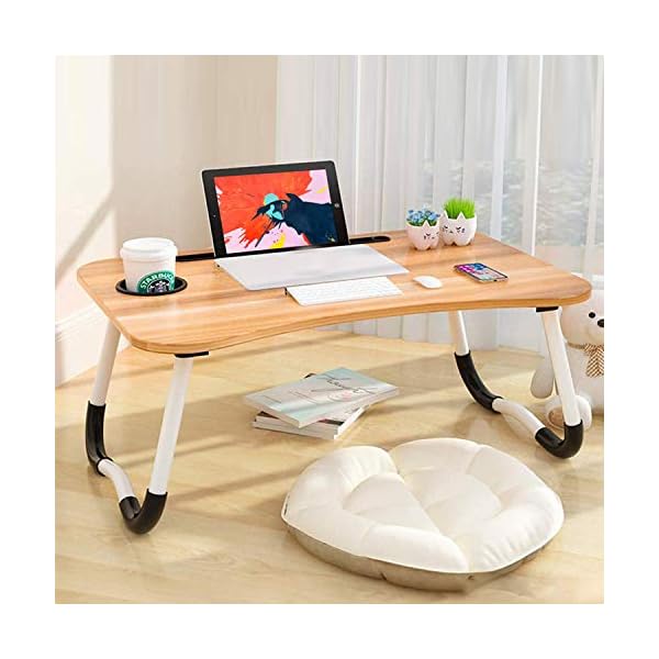Laptop-Bed-TablePortable-Lap-DeskNotebook-Stand-Reading-HolderNotebook-Table-Dorm-Desk-with-Foldable-Legs-Cup-Slotfor-Eating-BreakfastReadingWatching-Movie-on-BedSofa60-x-40cm-Brown Laptop Bed Table,Portable Lap Desk,Notebook Stand Reading Holder,Notebook Table Dorm Desk with Foldable Legs & Cup Slot…