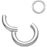 MissNity G23 Titanium Hinged Nose Hoop Rings, 20G 18G 16G 14G 12G 10G 8G 6G 4G 2G Clicker Hoops for Septum and Cartilage Earrings Piercing Jewelry