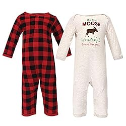 Hudson Baby Unisex Baby Cotton Coveralls, Moose