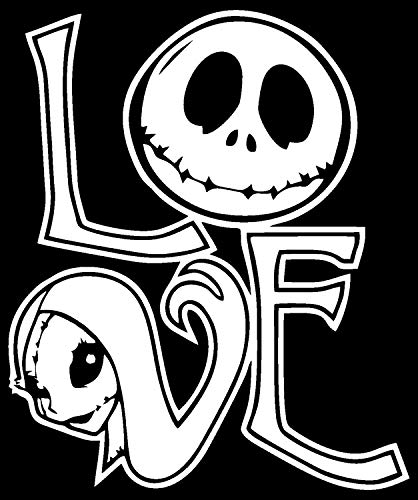 Nightmare Before Christmas Love Sally Jack Decal Vinyl Sticker Cars Trucks Vans Walls Laptop 5.5 x 4.5 (White)