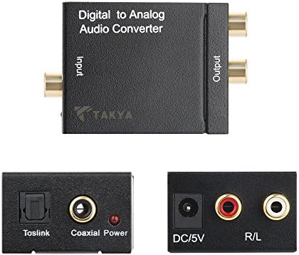 Takya Coaxial Toslink Digital to Analog Audio Converter Adapter | Coaxial or Toslink digital audio Input| Support PS3/PS4/XBox/360/HDTV/DVD/Plasma Sky HD Blu-ray Home Theater Systems/AV Amps/Apple TV