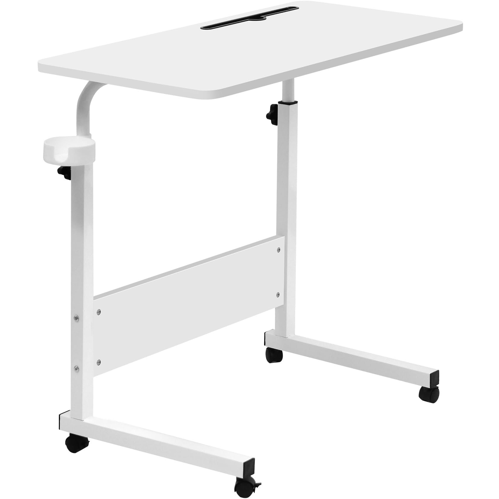 GRANDMA SHARK 80 × 40 cm Laptop Table for Sofa or Bed, Laptop Desk, Standing Height Adjustable Computer Desk, Portable Side Table, Bed Table, Sofa Table (White)
