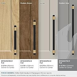 Amerock | Cabinet Pull | Matte Black/Champagne