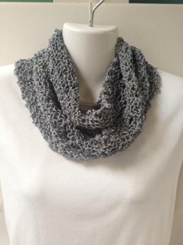 Handknit Silk Cowl Scarf -Beaded Silk Yarn