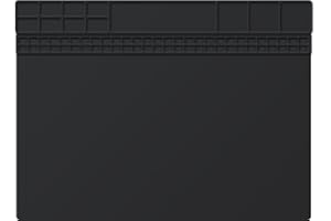 TECKTOO Soldering Board, Black Solder Mat, Large Silicone Tool Work Project Mat Workbench Cover For Soldering Iron Gun Holder Utility Repair Mat Heat Resistant Reach 932°F With Size 15.8 inch x 11.8 inch