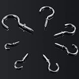OWUDE 60Pcs Screw Hooks Cup Hooks Heavy Duty 7 Sizes Silver view 4