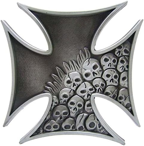Classic Vintage Punk Cool Skull Heads Cross Men Metal Belt Buckle