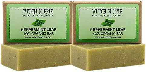 Peppermint Leaf 4oz Certified Organic Bar Soap 2 Pack by Witch Hippie™