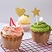 Tangible Creation, Happy Birthday Cake Topper 14 packs valueset for cup cake topper with Heart and Star Glitter Gold Decoration.