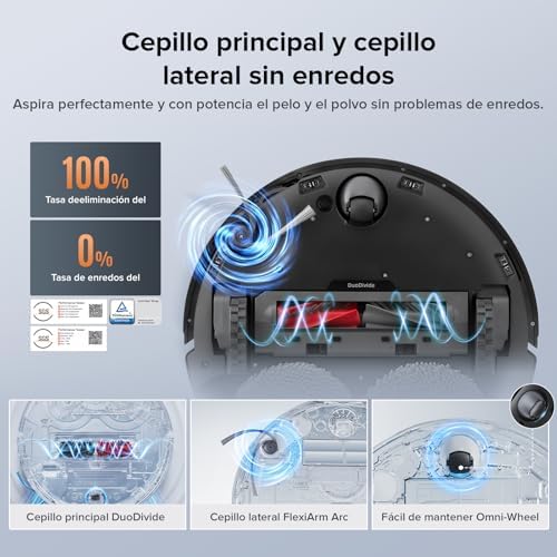 Robô Qrevo Edge S5A Aspirador e Mop 18.500 Pa, Sem Emaranhados, Escova e Mopa Lateral FlexiArm, Mopa de Água Quente e Autolimpeza, Secagem a Ar Quente, Preto