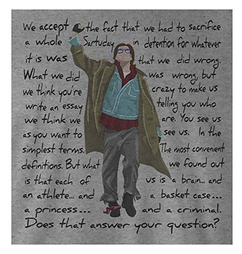 9 Crowns Tees 80's Classic John Bender Graphic Shirt-Unisex HtrGrey-XL