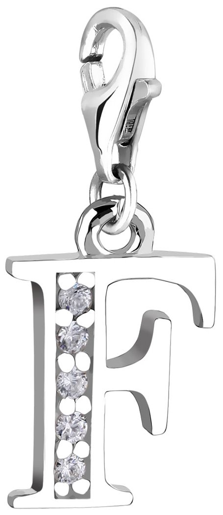 Nenalina 712706-019 Letter F Charm Pendant in 925 Sterling Silver, Fits All Common Charm Bracelets