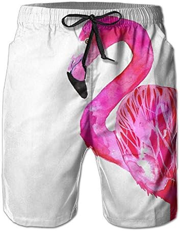 BYF Fancy Pink Flamingo Men's Holiday Beach Summer Drawstrings Surf Board Short Swim Trunks Cargo Shorts