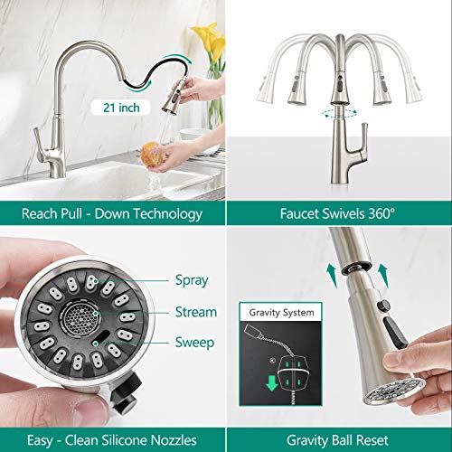 GIMILI Touchless Kitchen Faucet with Pull Down Sprayer, Single Handle