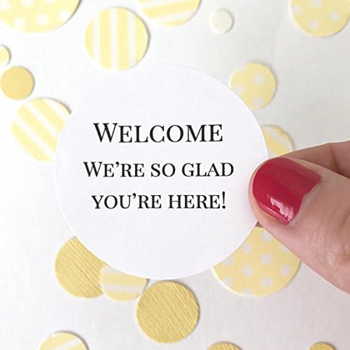 40 Wedding Welcome Sticker | So Glad You're Here Wedding Welcome Circle Label Round Favor Gift Bag Seal Cards Envelope Package Candy