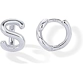 PAVOI 14K Gold Plated 925 Sterling Silver Posts Dainty Initial Huggie Earrings for Women - Gold Huggie Hoop Small Initial Jewelry - Trendy Alphabet Letter Earrings