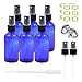 Pack of 6, 2 oz Cobalt Blue Glass Bottles with Black Fine Mist Sprayers by Mavogel, Including 2 Extra Black Fine Mist Sprayers, 2 Stainless Steel Mini Funnel, 1 Transfer Pipettes, 12 Bottle Labels