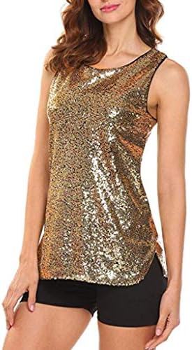 HARRYSTORE Women Womens Sleeveless Sparkle Shimmer Camisole Vest Sequin Tank Tops T-Shirt Blouse