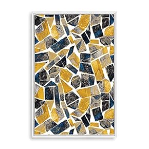 Framed Canvas Home Artwork Decoration Golden Abstract Art Canvas Wall Art for Living Room, Bedroom - 16x24 inches