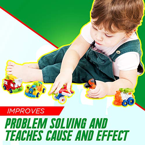 WolVol 97-Piece Take-A-Part Building Vehicles Set - Toddler Assembly STEM Toy - Take Apart for Boys & Girls - Screwdriver Included - Airplane, Car, Fire Truck, Motorcycle, Train, - Educational - Thumbnail 4
