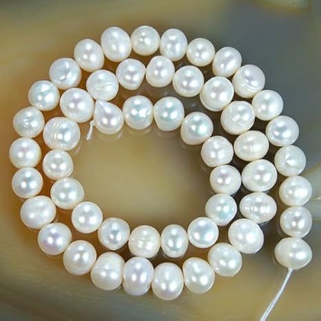 5-6mm-10-11mm Natural Freshwater White Pearl Round Beads 15/"