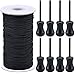 SAYAYA 109 Yards Braided Nylon Lift Shade Cord with Wood Pendant, 1.8 mm Blind Cord Aluminum Window Pull Down Cord Roman Rollers Repair Gardening Plant Waist Beading String and Crafts (Black)