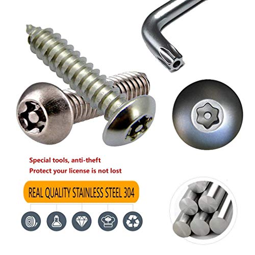 Aootf Anti Theft License Plate Screws Stainless Steel Tamper Resistant Locking License Plate