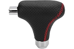 Tbest Universal Manual Automatic Shift Knob Head Gear Aluminum Alloy Leather Car Modification Accessory with Button for Shift