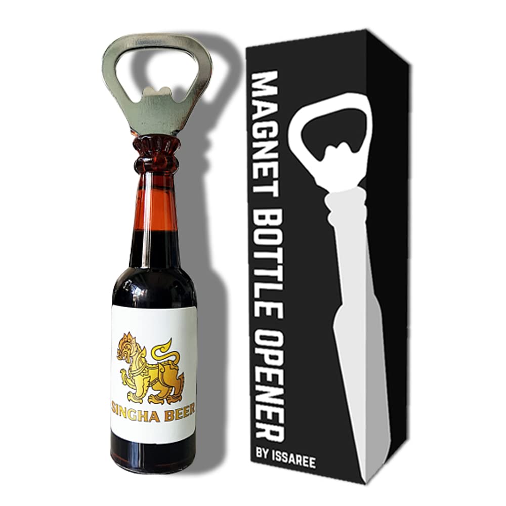 Magnetic Beer Bottle Opener Figure Beer Bottle Bar Refrigerator Decor Unique Birthday Gifts Collection (Singha Beer)