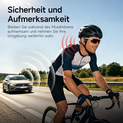 sunvito Bone Conduction Headphones Bluetooth 6.1, IPX7 Waterproof Open-Ear Headphones with Microphone, Lightweight Bone Conduction Headphones for Running, Fitness, Cycling, Black