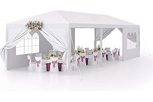 Devoko 10'x30' Outdoor Heavy Duty Canopy Tent, Waterproof Wedding Party Tent with UV Protection & Sidewalls, Wind Resistant Portable Gazebo Shelter for Events,Backyard, Patio, White