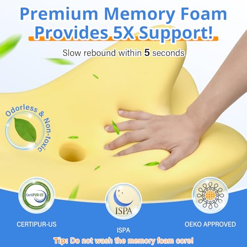Ehomfory Memory Foam Pillow Neck Pillow, Ultra Pain Relief Side Sleeper Pillow for Neck Support, Ergonomic Cervical Pillow Cozy Sleeping, Bed Pillow for Side Back Stomach Sleeper (Grey)