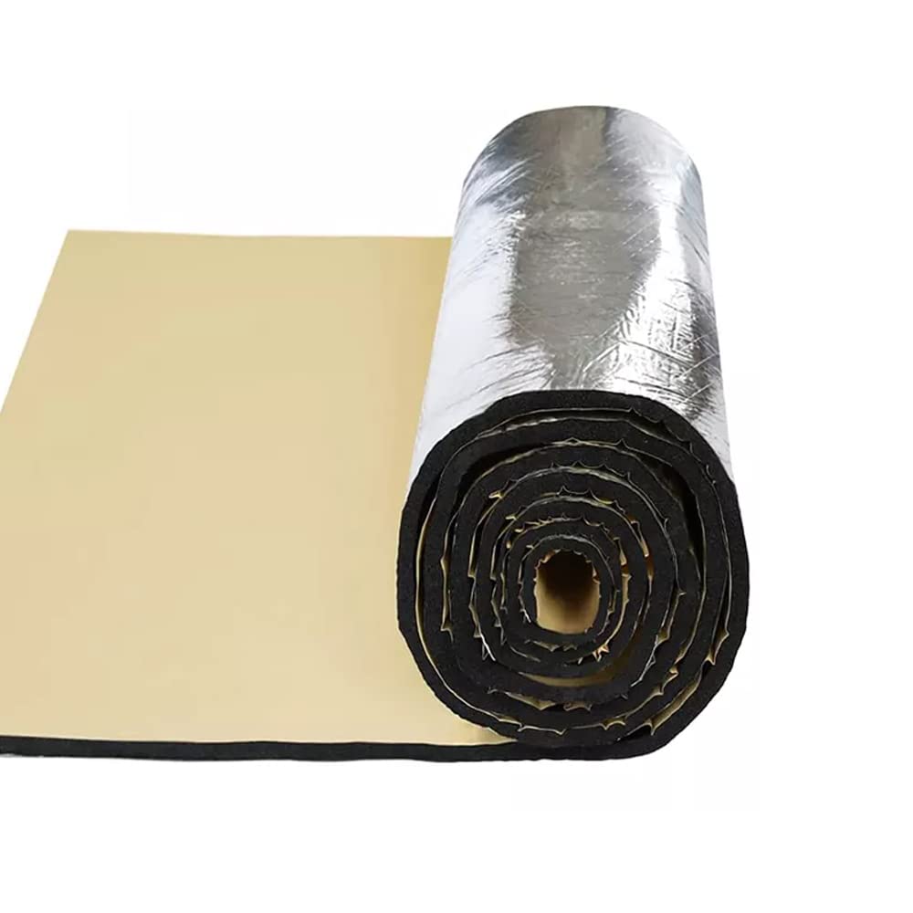 Photo 1 of Car Heat Sound Deadening Insulation Mat, - 197 Mil 10.8 Sqft Automobile Sound Deadening & Heat Insulation Material for Auto Hood Engine Roof Door and Trunk,40 Inch x 40Inch, Aluminum Foil Finish