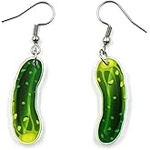 MALOYANVE Pickle Earrings Weird Acrylic Lifelike Green Dill Pickle Cucumber Snack Food Lover Lightweight Dangle Earrings Funny Jewelry Gifts for Women