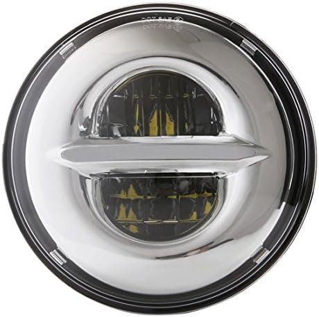 CHEDENGX One Pair 7" 45W Round LED Projector Daymaker Headlight Hi/Lo Beam with H4 DRL Headlamp for Harley Street Glide FLHX, chrome