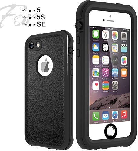 iPhone 5/5S/SE Waterproof Case, Shockproof IP68 Waterproof Case with Scratch Proof Screen Protector Protective Full Body Cover SnowProof DustProof Case for iPhone (black for 5/5S/SE)