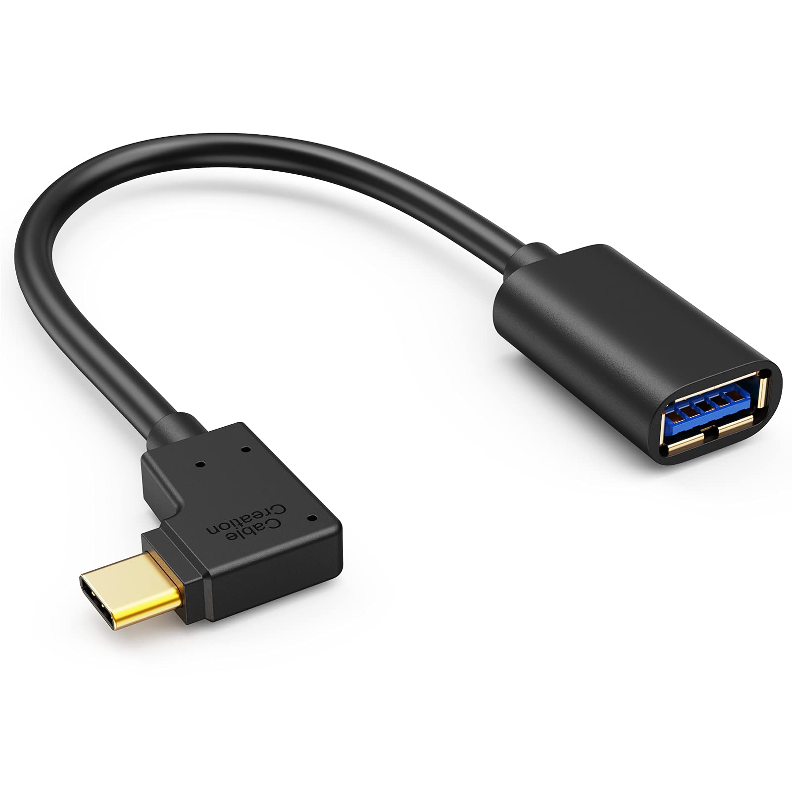 Photo 1 of CableCreation Type C to USB 3.0 Adapter, 90 Degree USB C Male to USB A Female OTG Cable Adapter, Compatible with MacBook Pro, Samsung Note 8, Dell XPS 15 etc., 15 cm/Black