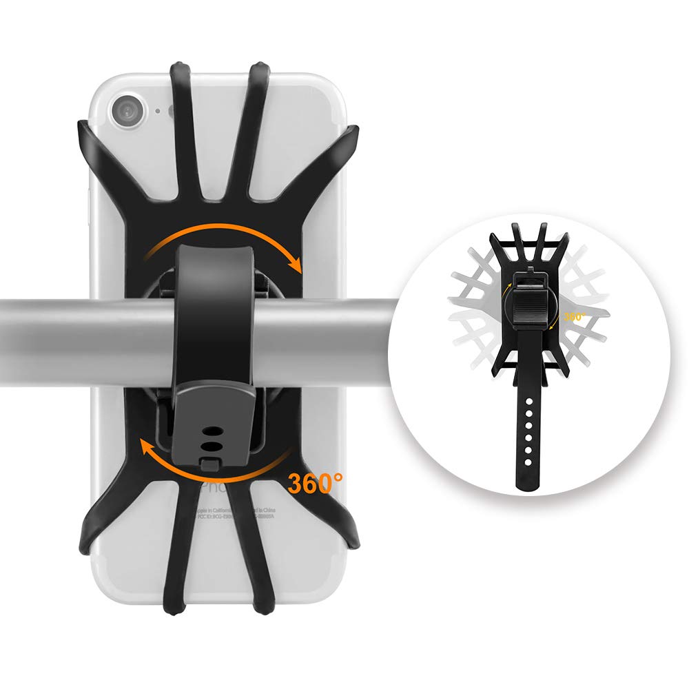 Hually Bike Phone Holder,360° Rotatable Bike Phone Mount Compatible for 4.7" to 5.8" Smartphone,Silicone Bicycle Motorcycle Phone Mount for iPhone XR Max /6S/7/8, Galaxy S10+/S10S9+/S9/S8, Huawei
