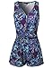 Awesome21 Floral Design Printed Sleeveless Zipper Front Romper Royal Blue Size M