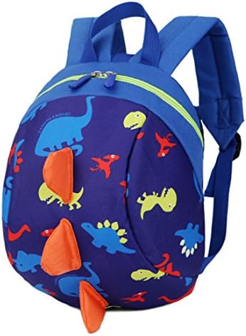 LmeiKKKindergarten Cartoon Dinosaur Backpack Oxford cloth Snacks Storage bags (Navy blue)